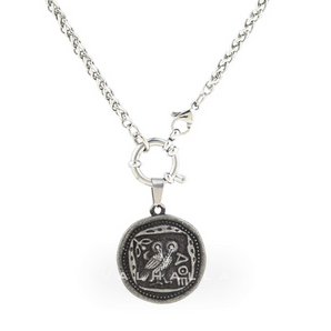 Vintage Owl Stainless Steel Coin Necklace