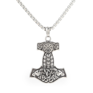 Goat Head Thor's Hammer Stainless Steel Viking Pendant & Chain