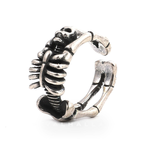 Gothic Yoga Skull Sterling Silver Adjustable Ring