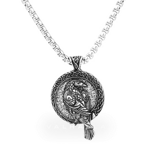 Raven And Triskele Stainless Steel Viking Pendant