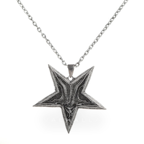 Devil Satan Smile Sterling Silver Brass Pentagram Pendant