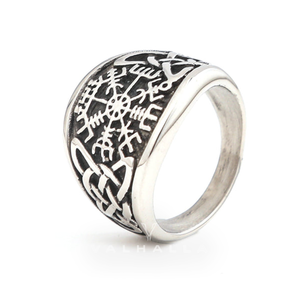 Handcrafted Stainless Steel Vegvisir and Celtic Knot Ring