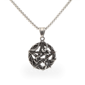 Entwined Snake Pentagram Stainless Steel Pendant