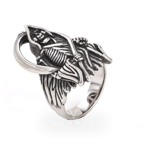 Grim Reaper Scythe Stainless Steel Skull Ring