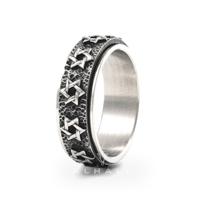 Vintage Hexagram Stainless Steel Spinner Ring