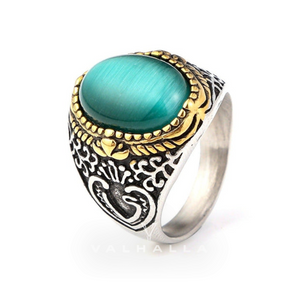 Gothic Pattern Gemstone Stainless Steel Ring