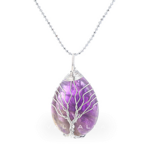 Yggdrasil / Tree of Life Necklace on Teardrop Semi-Precious Stone