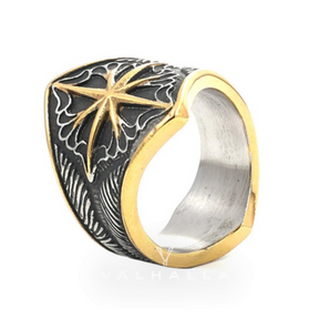 8 Point Star Stainless Steel Ring