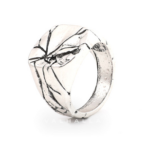 Cracked Stone Texture Sterling Silver Brass Ring