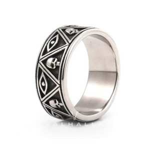 All-Seeing Eye Stainless Steel Skull Ring