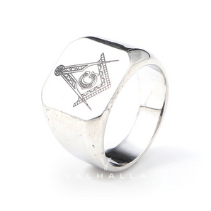 Ag Polished Stainless Steel Masonic Ring
