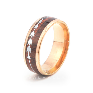Tungsten Carbide Wedding Band With Wood and Arrow Inlay Stainless Steel