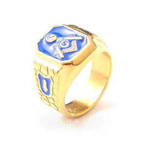 Gold Plated Freemason Stainless Steel Masonic Ring