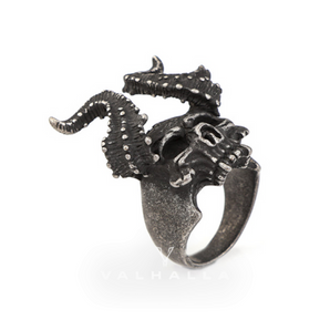 Horned Satan Devil Skull Stainless Steel Ring