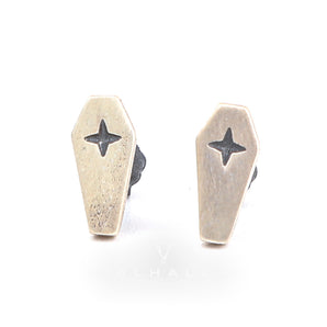 Gothic Coffin Cross Sterling Silver Stud Earring