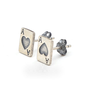 Hearts Poker Sterling Silver Stud Earrings