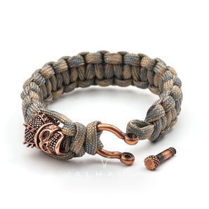 Rose Gold Skull Camo Skull Head Braided Paracord Brass Bracelet