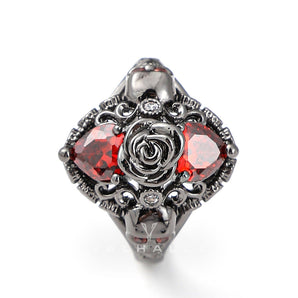 Dark Skull Zircon Brass Gothic Ring