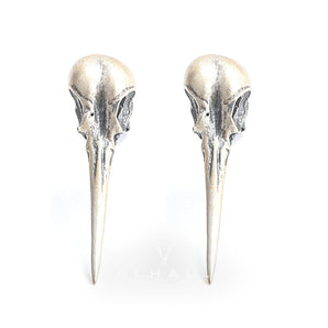 Hummingbird Skull Sterling Silver Stud Earrings