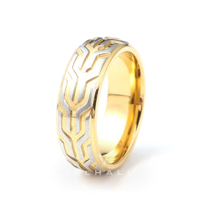 Tire Embossed Stainless Steel Biker Ring