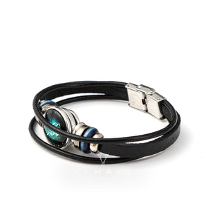 12 Constellation Multi-layer Leather Stainless Steel Bracelet