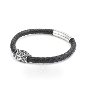 Icelandic Magic Symbol Stainless Steel Leather Bracelet