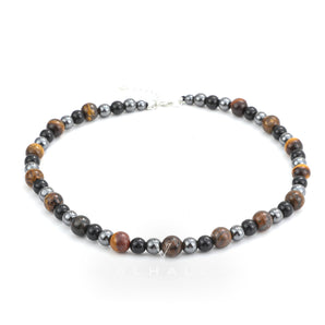 Vintage Tiger Eye Stone Men’s Bead Necklace