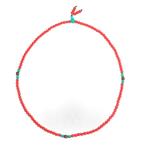 Prayer Beads Turquoise Necklace Stainless Steel