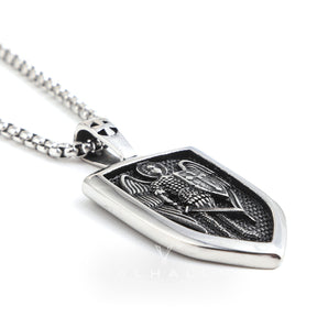 Archangel Saint Michael Shield Stainless Steel Pendant & Chain