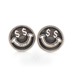 Smiling Face Sterling Silver Stud Earrings