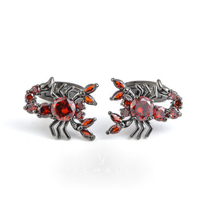 Scorpion Red CZ Brass Cufflinks