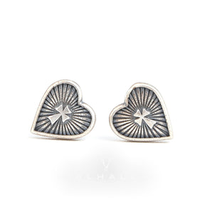 Sacred Heart Cross Sterling Silver Stud Earrings