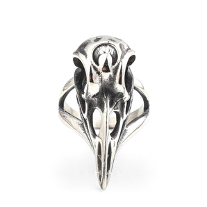 Handcrafted Stainless Steel Raven Skull Biker Ring