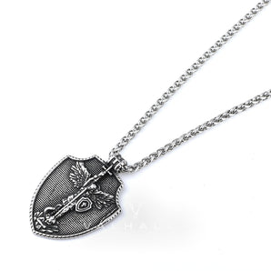 Angel Cross Shield Pure Tin Christ Necklace
