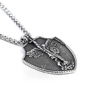 Angel Cross Shield Pure Tin Christ Necklace Stainless Steel