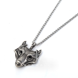 Handcrafted Stainless Steel Fenrir Pendant on Handcrafted Stainless Steel Chain