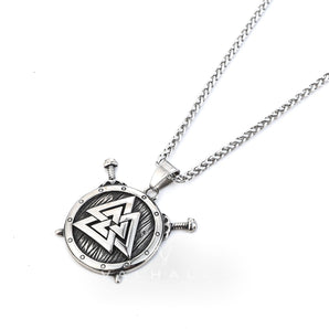 Stainelss Steel Viking Shield and Valknut Necklace