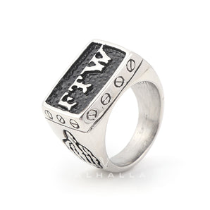 Punk FTW Letters Biker Ring