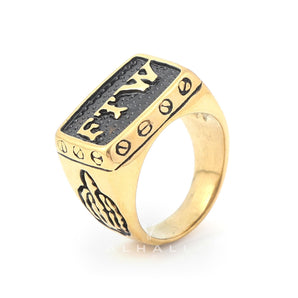 Gold Punk FTW Letters Stainless Steel Biker Ring