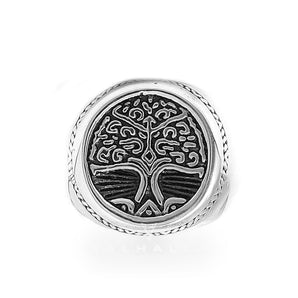 Tree of Life Signet Stainless Steel Viking Ring