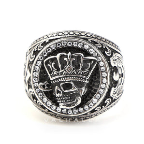 Vintage Crown Skull Stainless Steel Ring