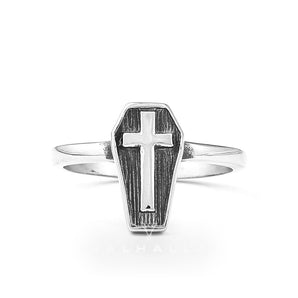 Cross And Coffin Stainless Steel Ring