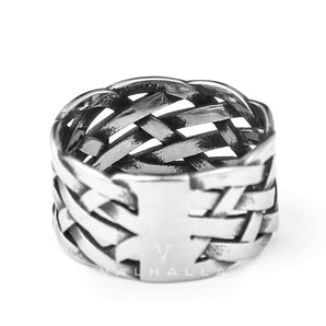 Vintage Weave Pattern Stainless Steel Ring