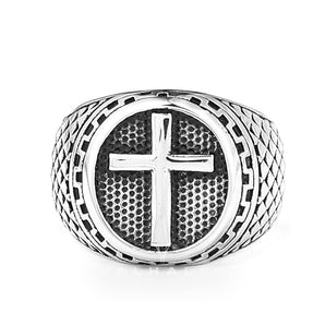 Dragon Scale Pattern Stainless Steel Cross Ring