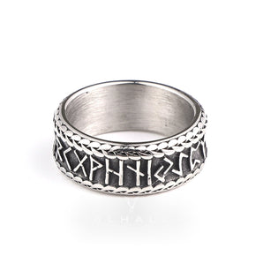 Handcrafted Stainless Steel Rune and Knotwork Ring