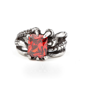 Gothic Dragon Claw Stainless Steel Gem Ring