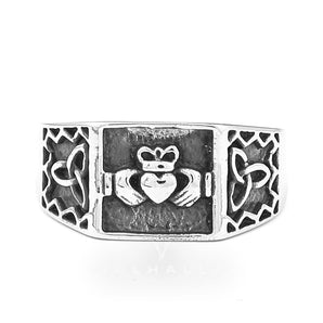 Irish Claddagh Stainless Steel Celtic Knots Ring