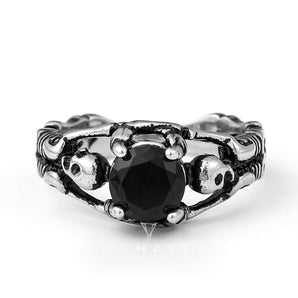 Gothic Tribute Gem Stainless Steel Skull Ring