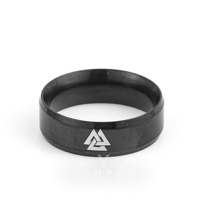 Black Handcrafted Stainless Steel Valknut Ring