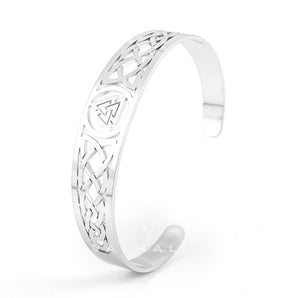 Handcrafted Stainless Steel Valknut and Celtic Design Bracelet